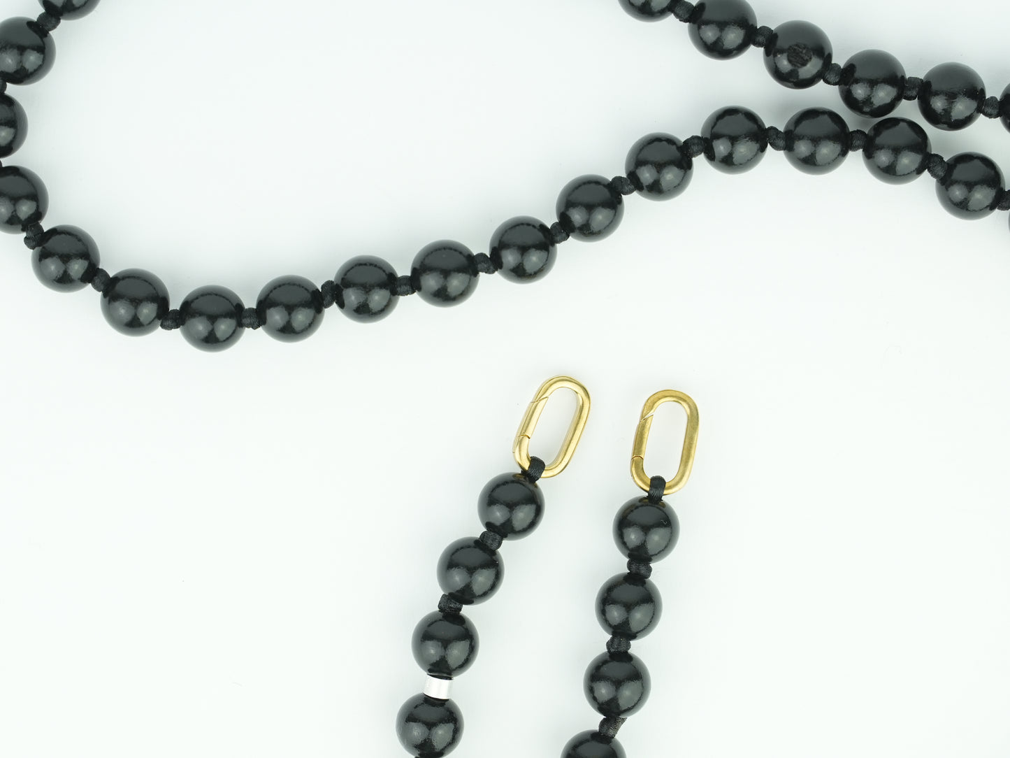 Taschenkette aus Holzperlen in Schwarz