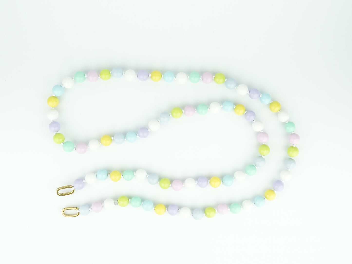 NAGAI Handykette aus Holzperlen in Pastell Regenbogen