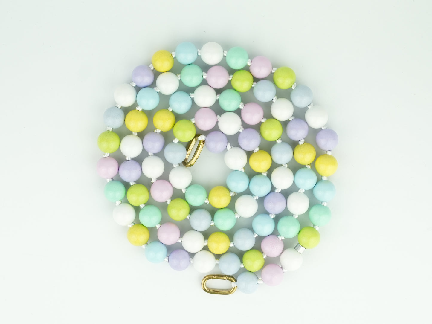 NAGAI Handykette aus Holzperlen in Pastell Regenbogen