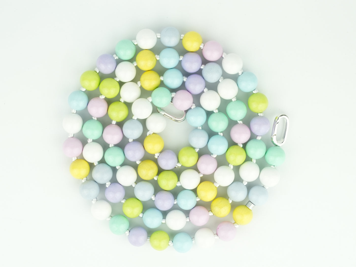 NAGAI Handykette aus Holzperlen in Pastell Regenbogen