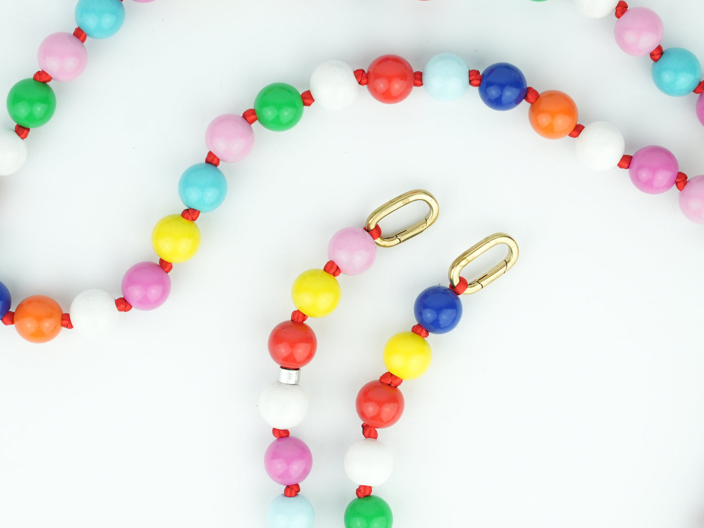 NAGAI Handykette aus Holzperlen in Regenbogen