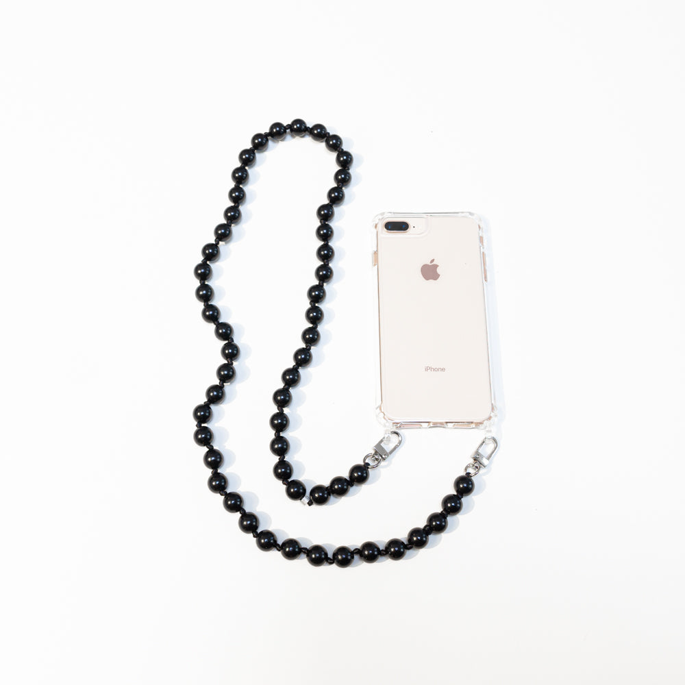Taschenkette aus Holzperlen in Schwarz